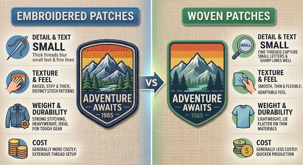 Embroidered vs Woven Patches